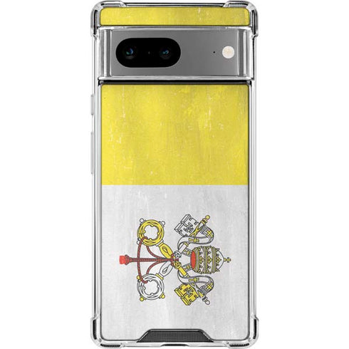 Vatican City Flag Distressed Google Pixel 8a Clear Case